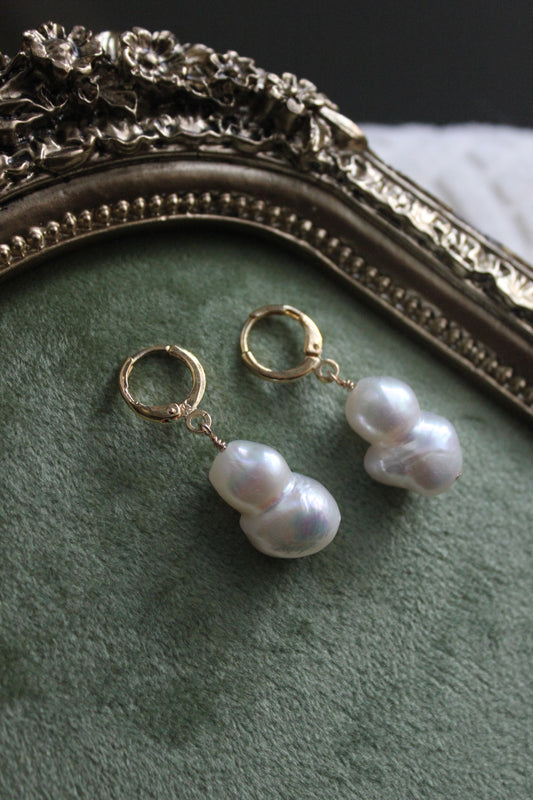 Baroque Twin Pearl Huggies